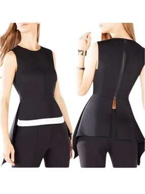 BCBGMaxAzria Ariana High/Low Peplum Top NWOT Size XS